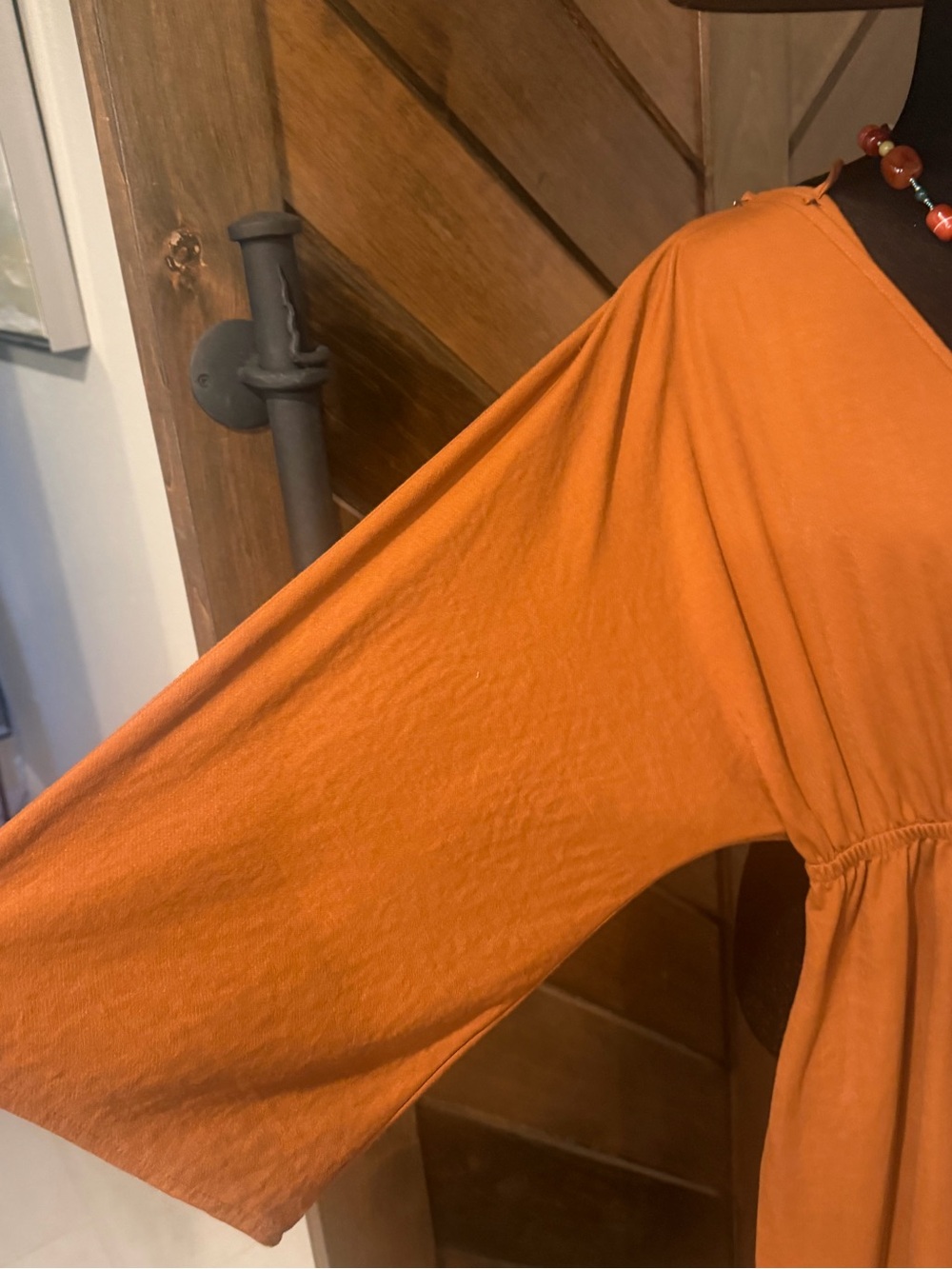 mts Rust Orange V-Neck Long Sleeve Jumpsuit - Picture 4 of 4